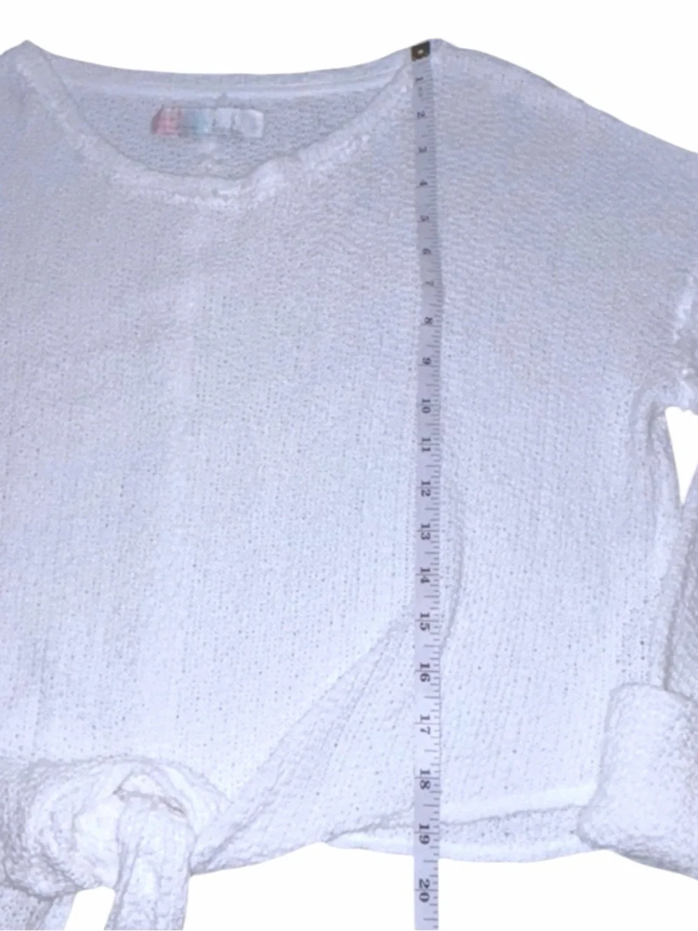 Free People Beach 100% Cotton Open Knit Top Long Sleeve Tie Front Sweater